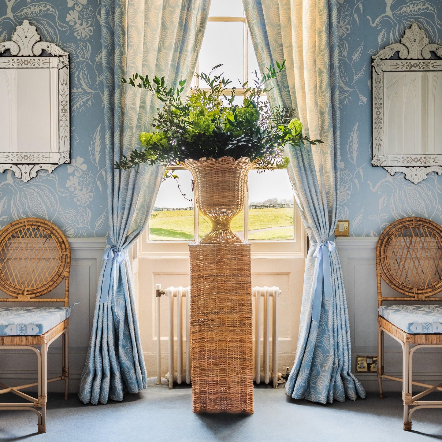 Liliana Scalloped Rattan Urn