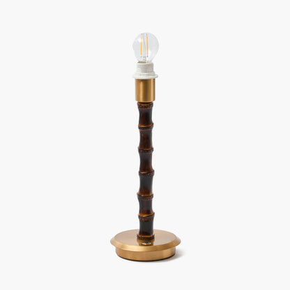 Burnt Bamboo Rechargeable Lamp with Tiger Print Shade (18cm)