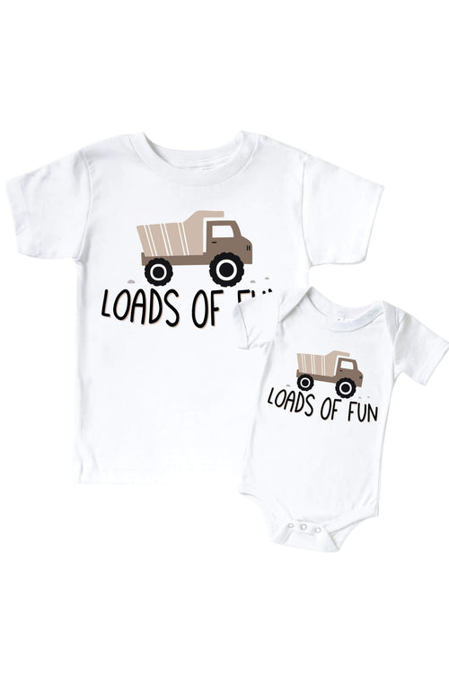Loads Of Fun Graphic Bodysuit & Kids Tee | White