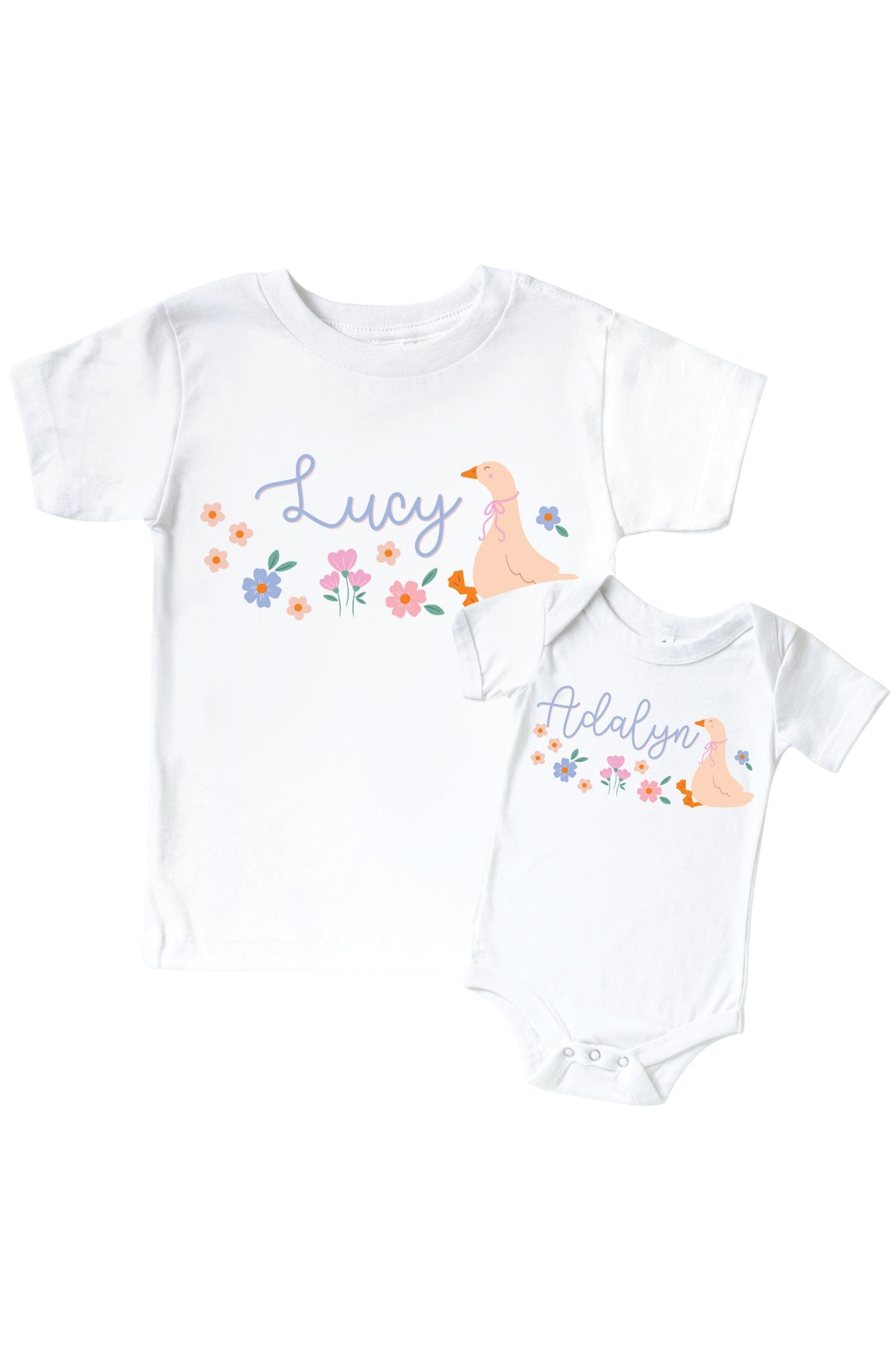 Personalized Loosey Goose Graphic Bodysuit & Kids Tee | White