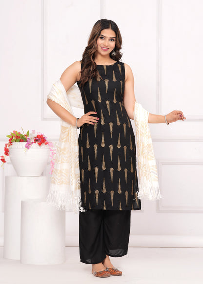 Black Kurta set with Dupatta