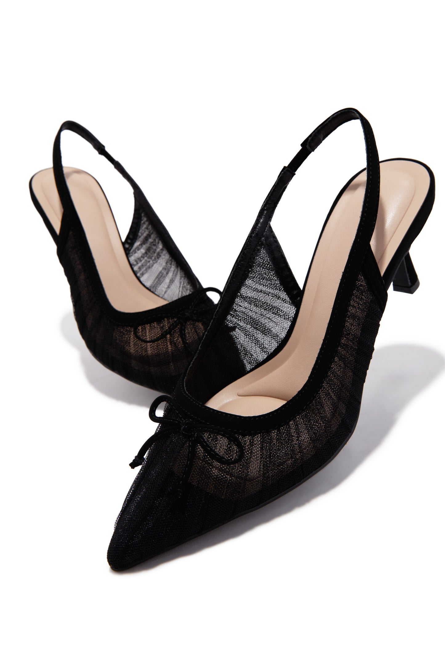 Daphne Slingback Mid Heel Pumps - Black