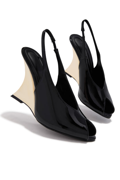 Molly Peep Toe Wedges - Black