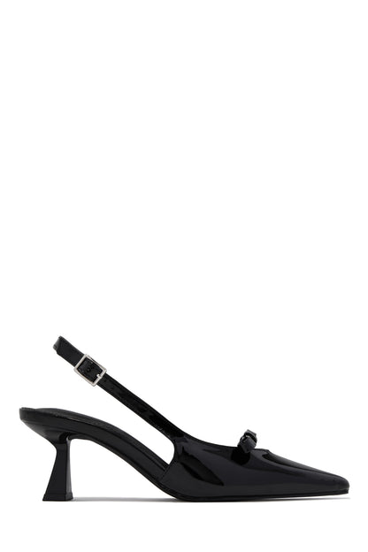 Amaya Slingback Mid Heel Pumps - Black