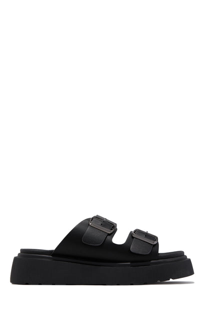 Casual Luxury Platform Slip On Sandals - Black