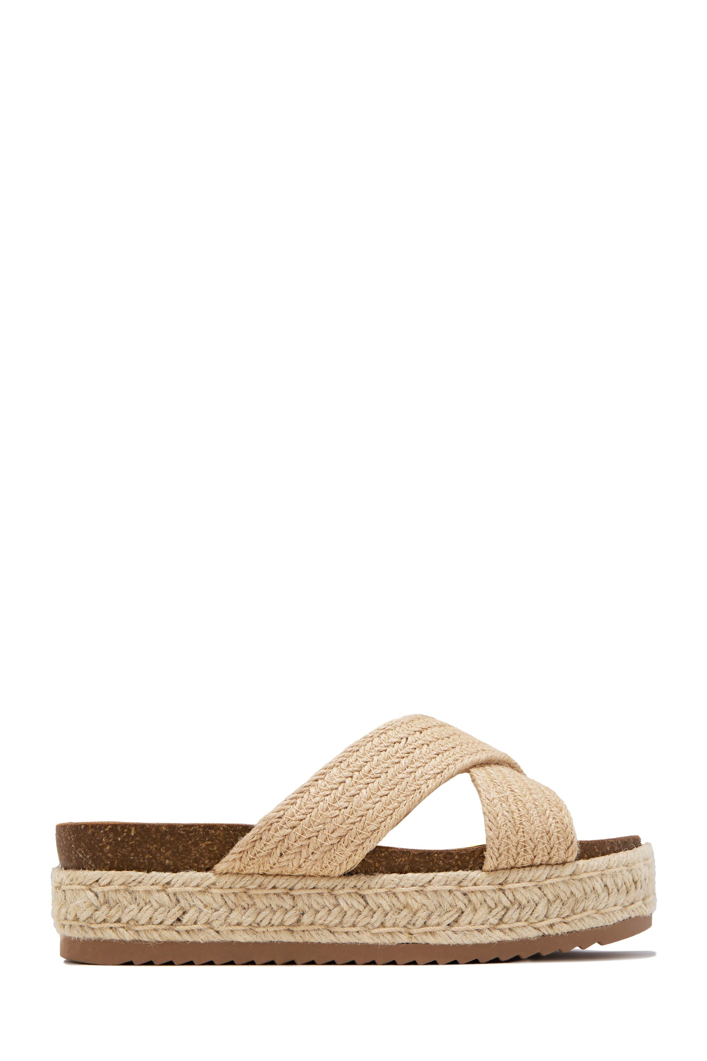 Palm Beach Raffia Platform Slip On Sandals - Natural