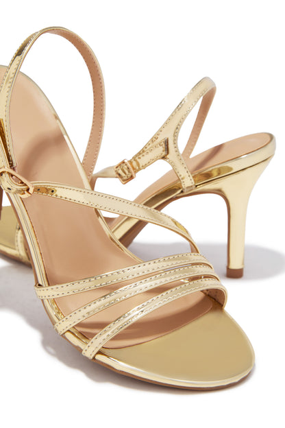 Karina Strappy Single Sole Heels - Gold