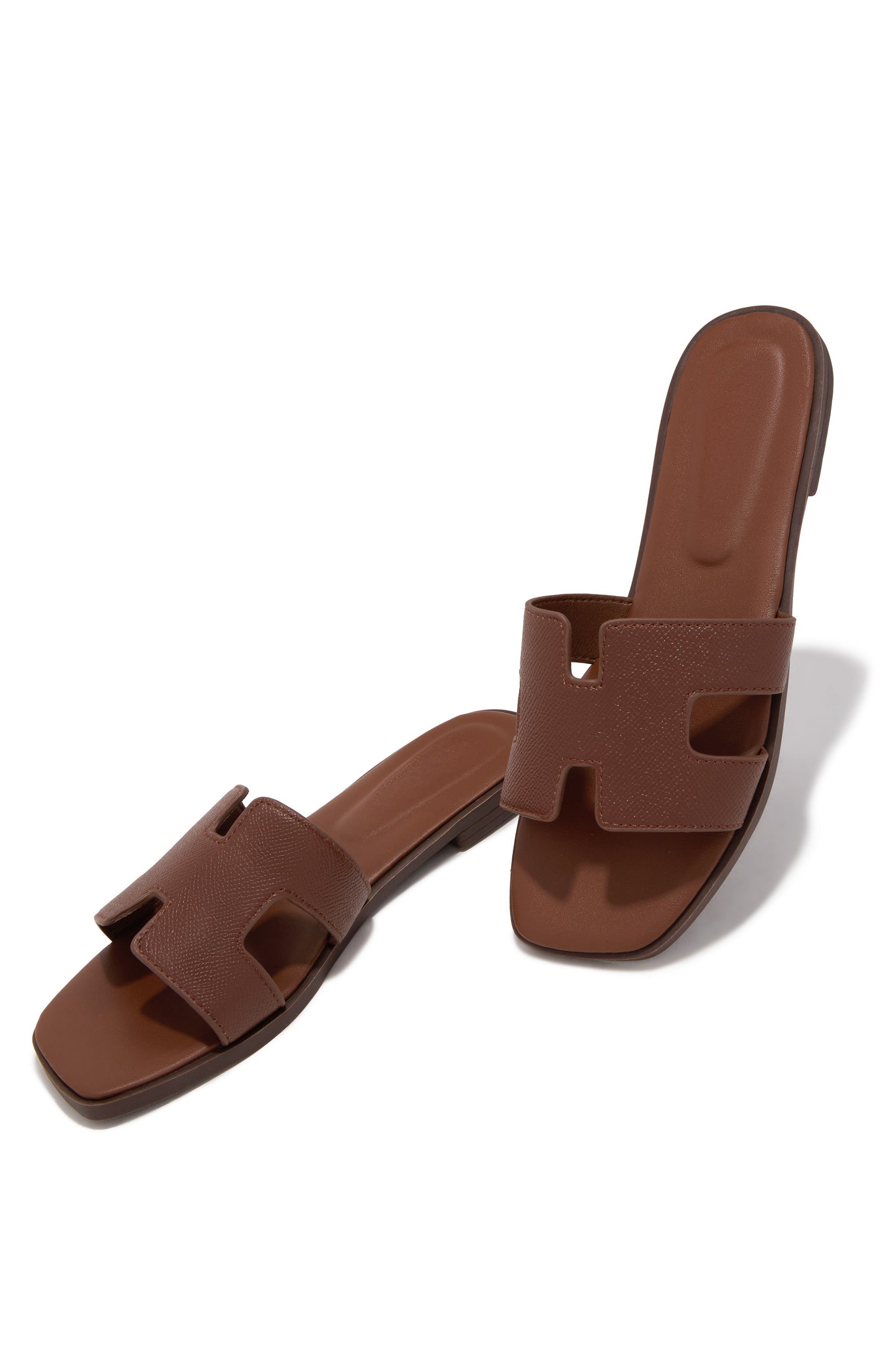 Elara Flat Slip On Sandals - Brown