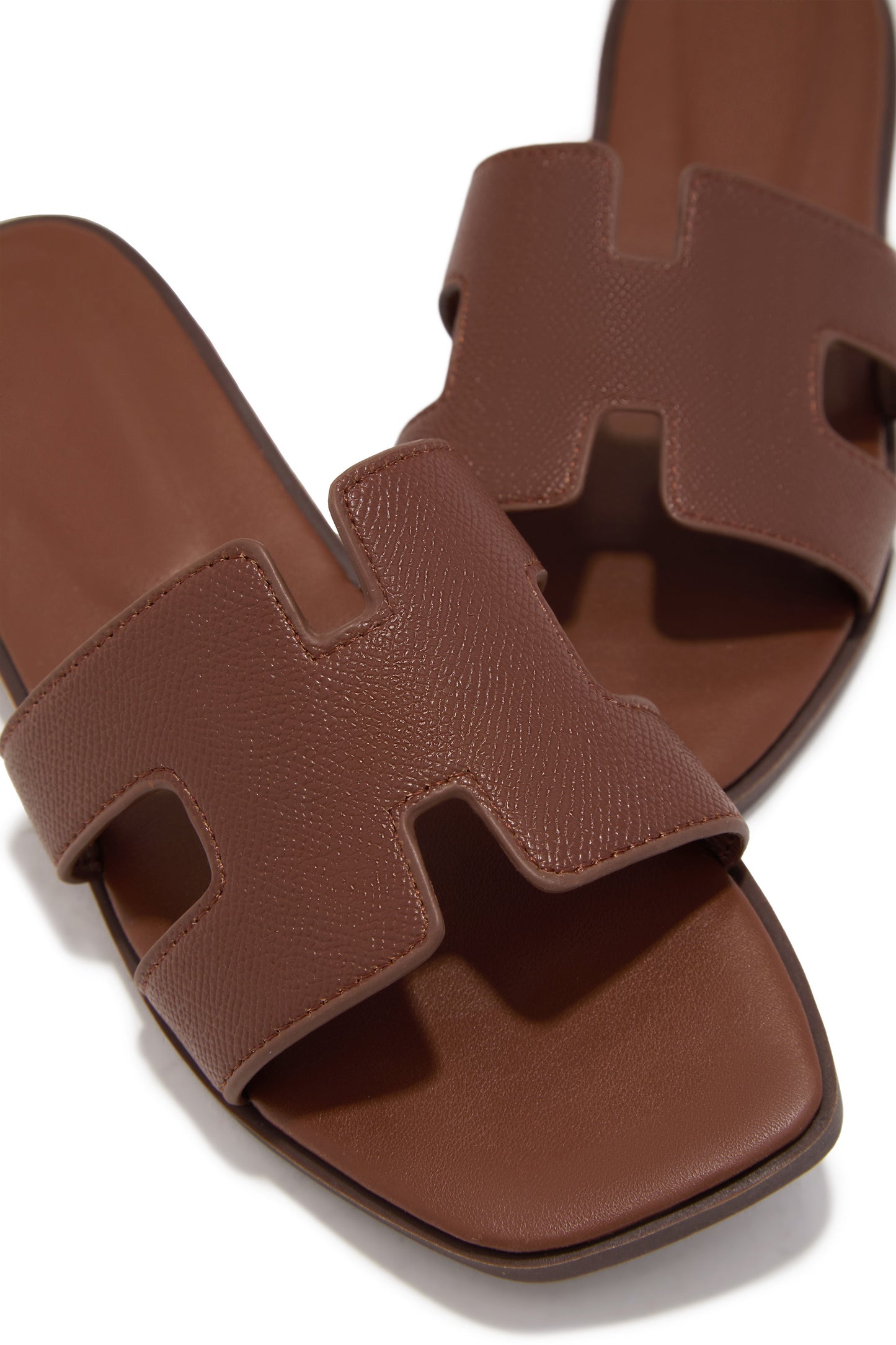 Elara Flat Slip On Sandals - Brown