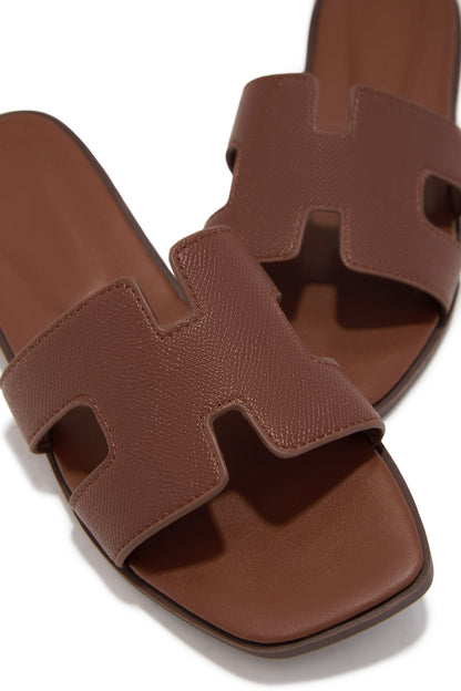 Elara Flat Slip On Sandals - Brown