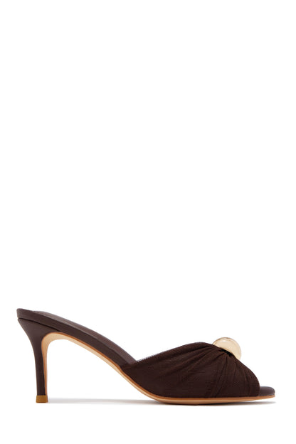 Olivia Peep Toe Single Sole Heels - Brown