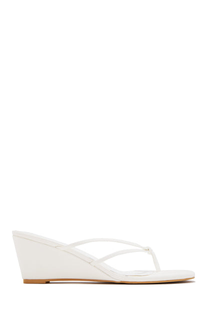 Mimosa Thong Strap Single Sole Wedges - White