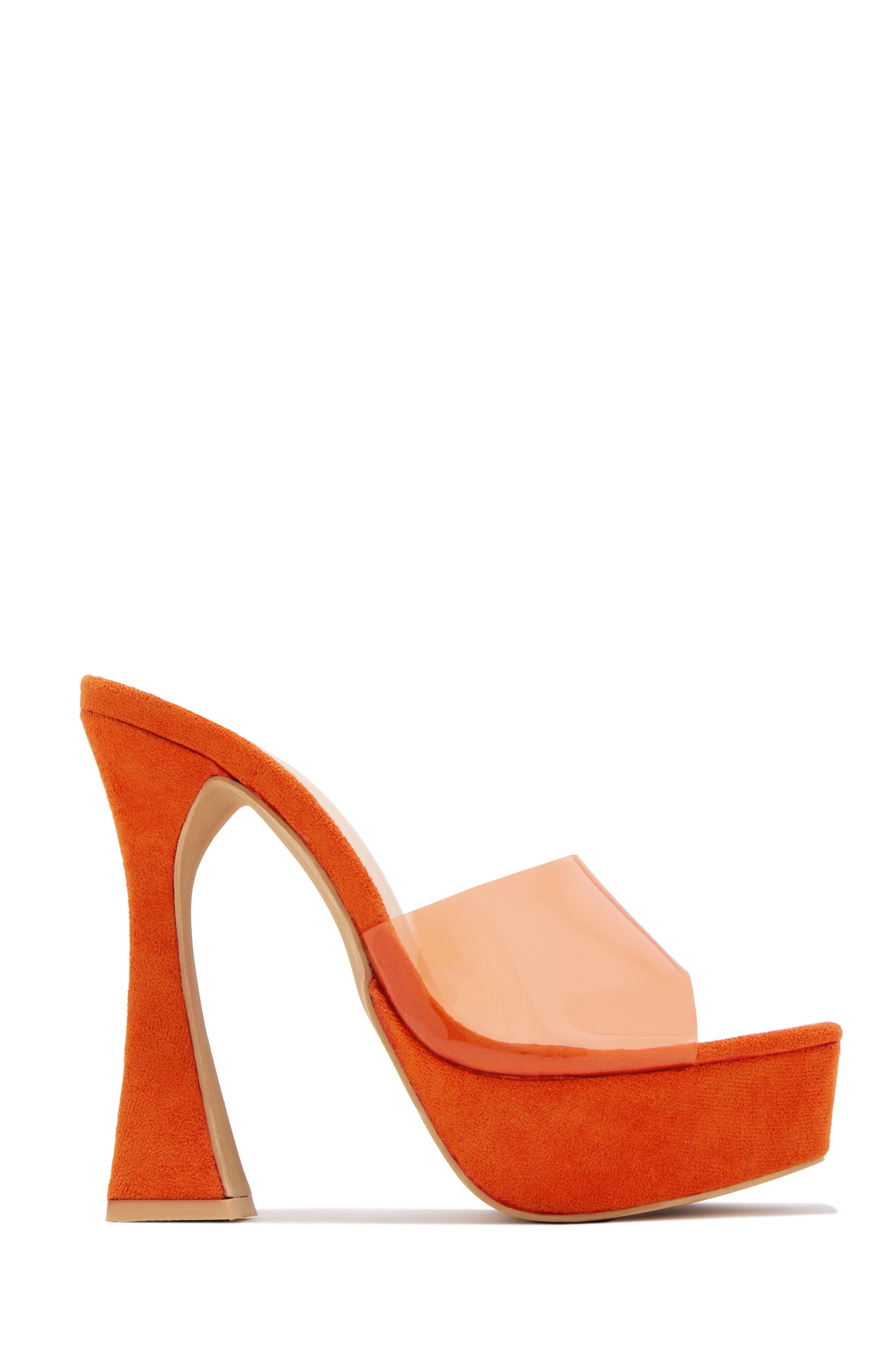 Pamela Clear Platform Mule Heels – Orange