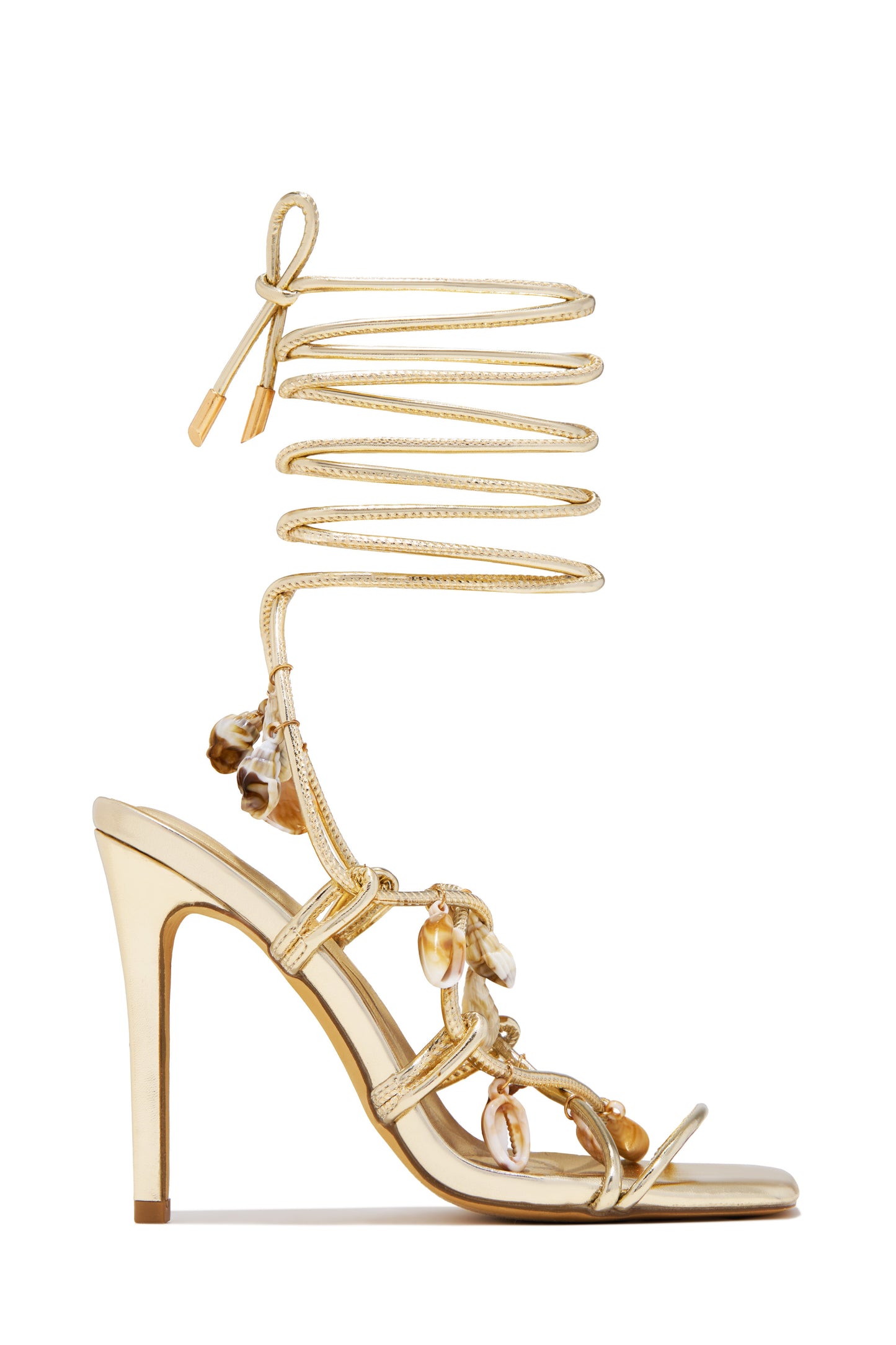 Isla Shell Charm Strappy Heels - Gold