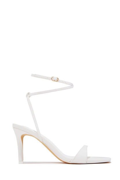 Viana Ankle Strap Mid Heels - White