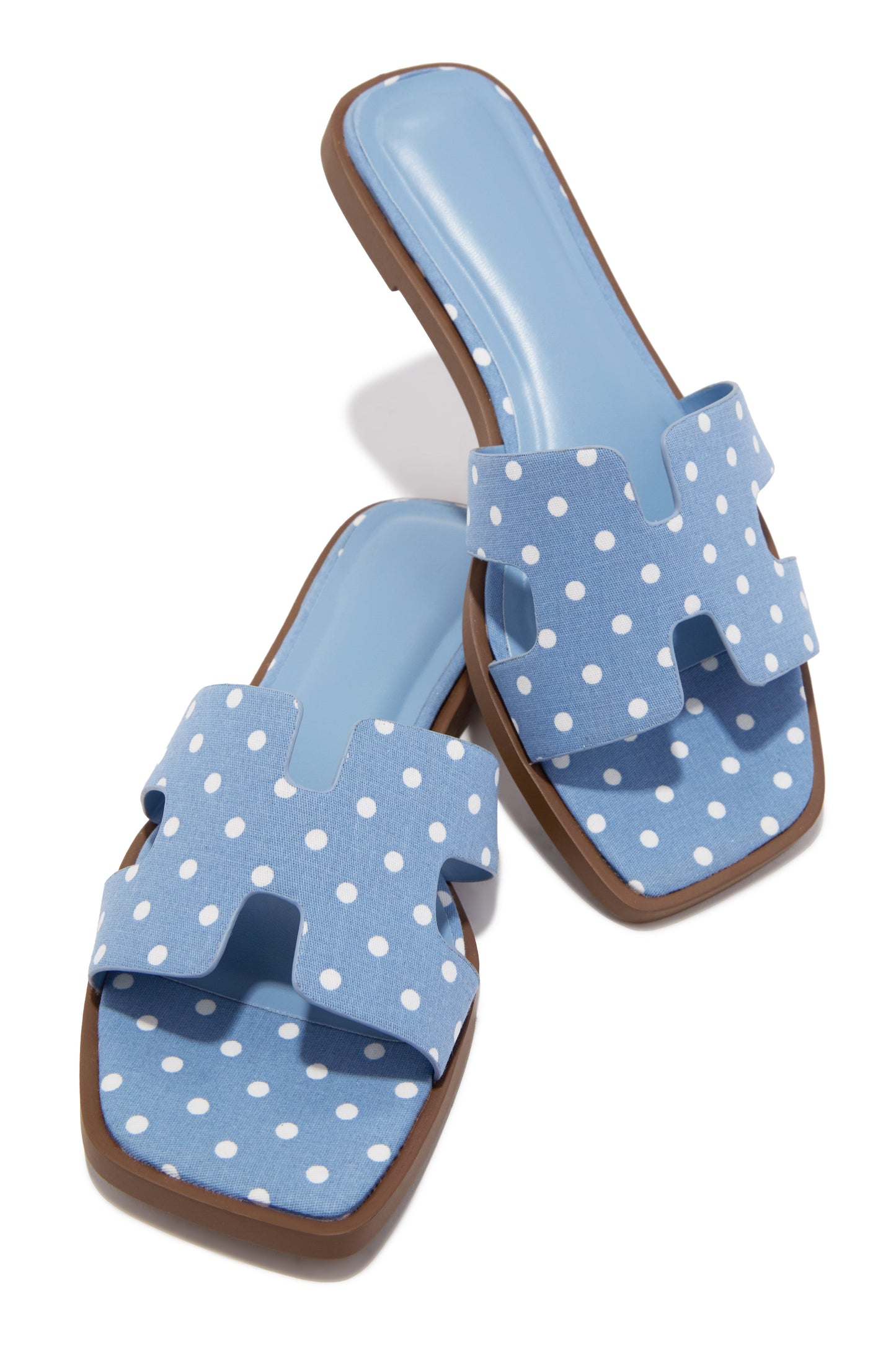 Lori Polka Dot Slip On Flat  Sandals - Blue