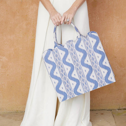 Mrs. Alice Tote Bag (Blue Ikat)