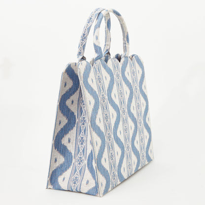 Mrs. Alice Tote Bag (Blue Ikat)