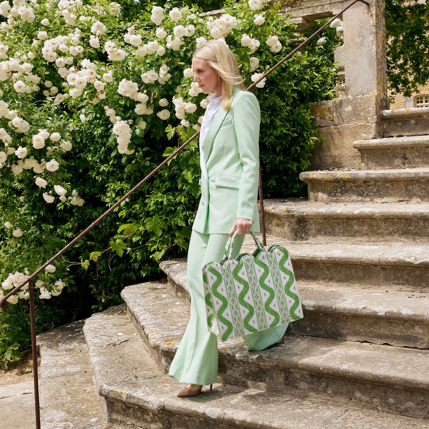 Mrs. Alice Tote Bag (Green Ikat)