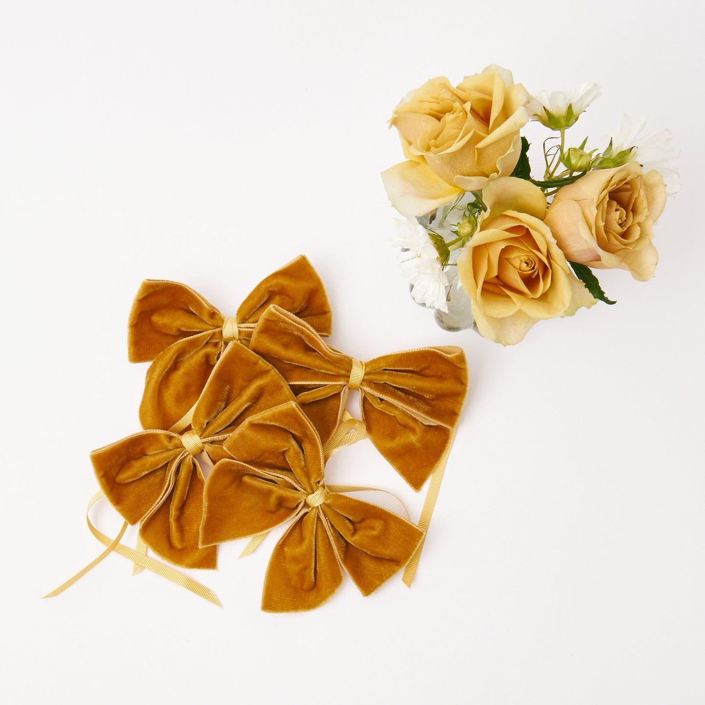 Mustard Velvet Napkin Bows (Set of 4)
