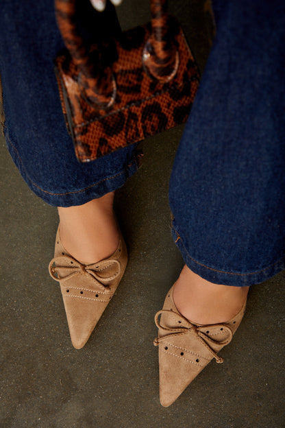 Coraima Mule Heel Pumps - Nude
