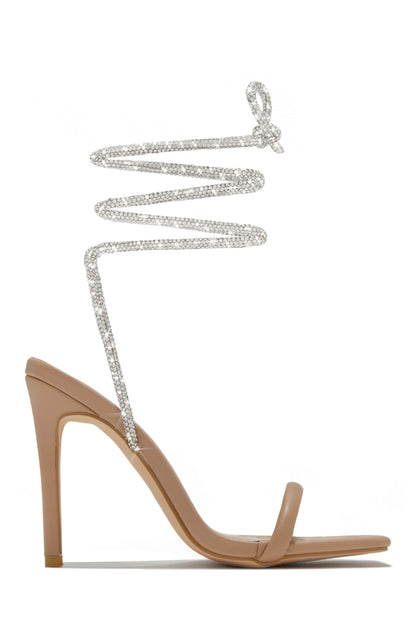 Pretty Girl Embellished Lace Up High Heels - Black