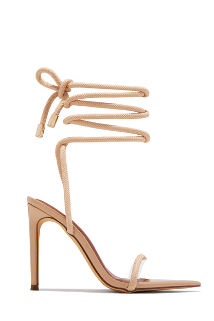 Valeria Lace Up High Heels - Nude