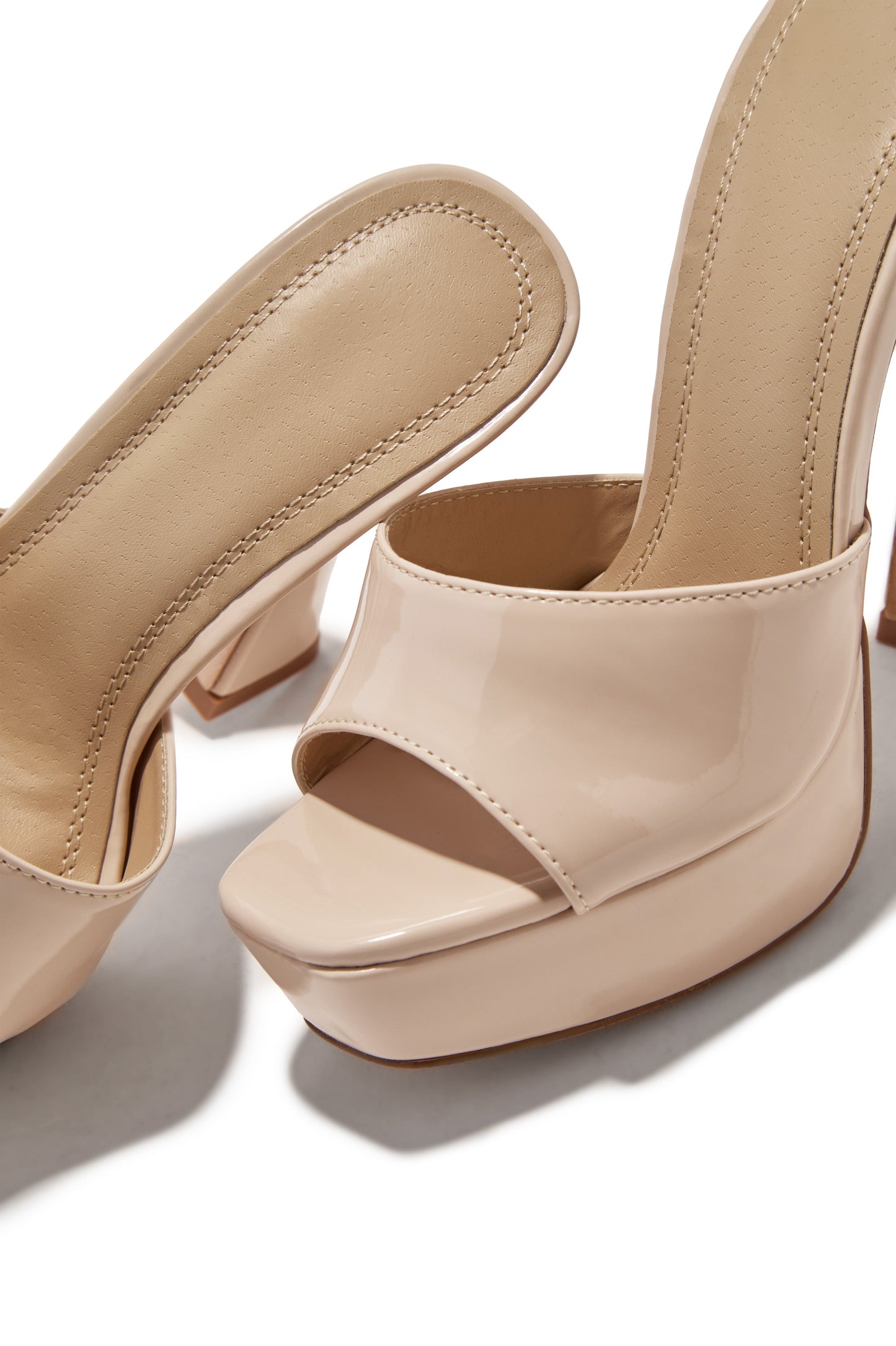Jianna Platform Heel Mules - Nude