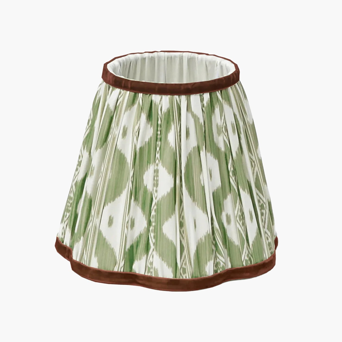 Edie Rechargeable Lamp with Olive & Chocolate Ikat Shade (18cm)