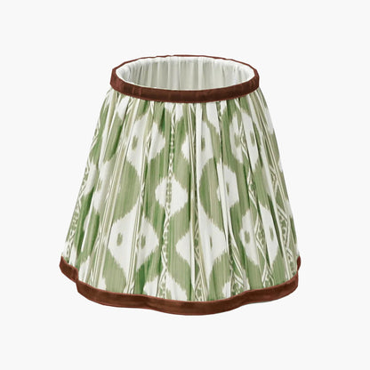 Edie Rechargeable Lamp with Olive & Chocolate Ikat Shade (18cm)