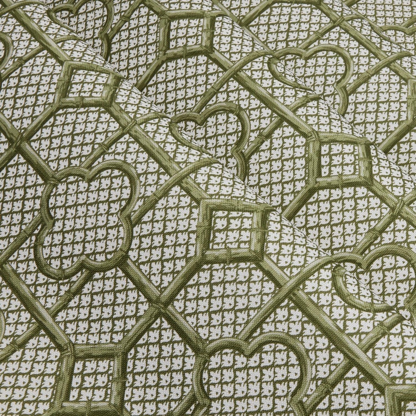 Olive Green Bamboo Trellis Fabric