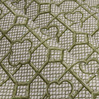 Olive Green Bamboo Trellis Fabric