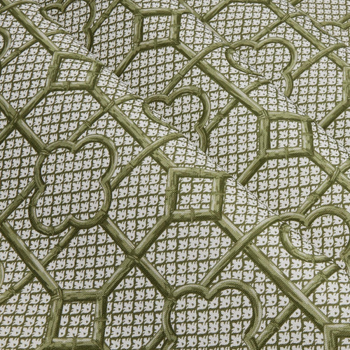 Olive Green Bamboo Trellis Fabric