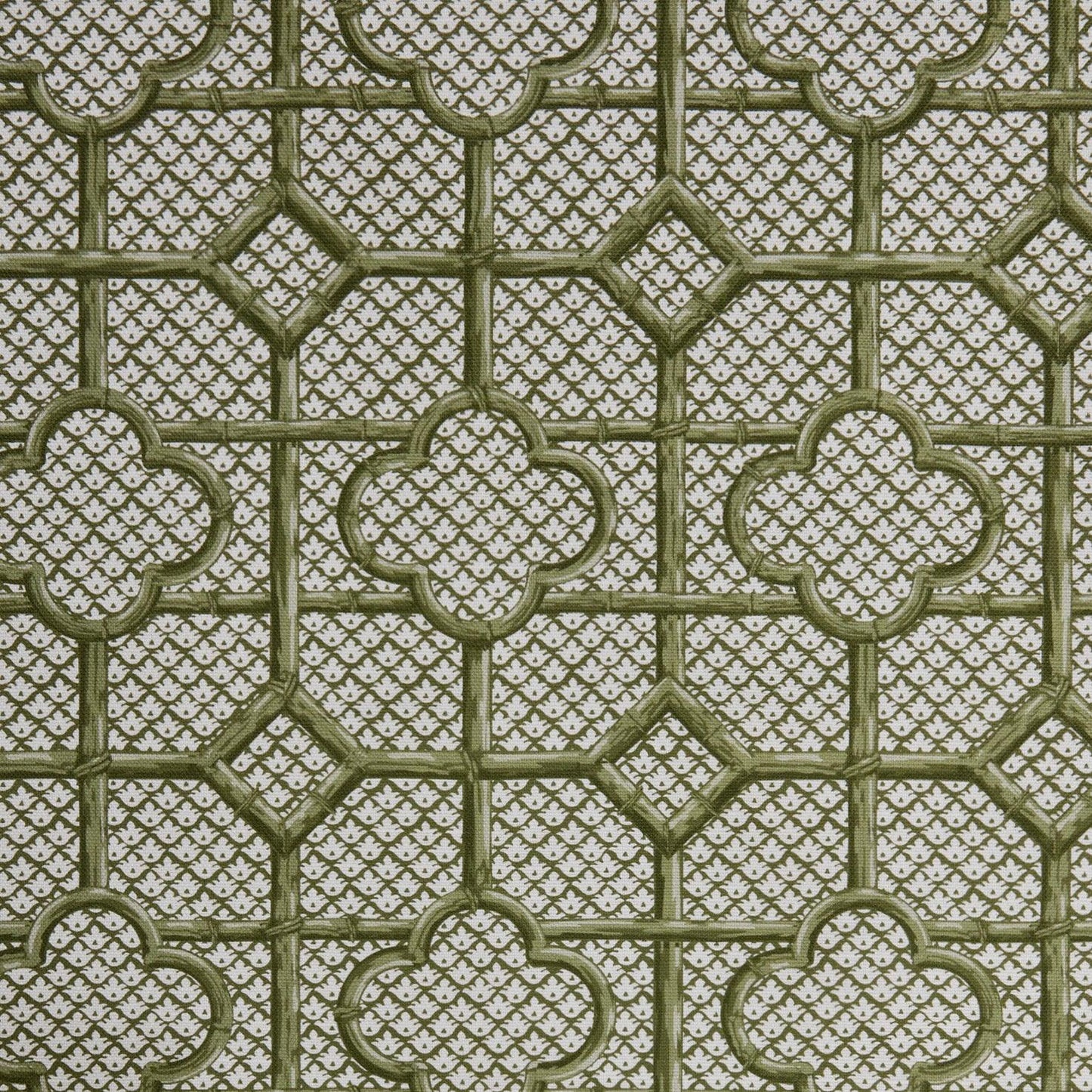 Olive Green Bamboo Trellis Fabric