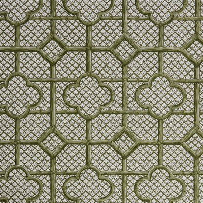 Olive Green Bamboo Trellis Fabric