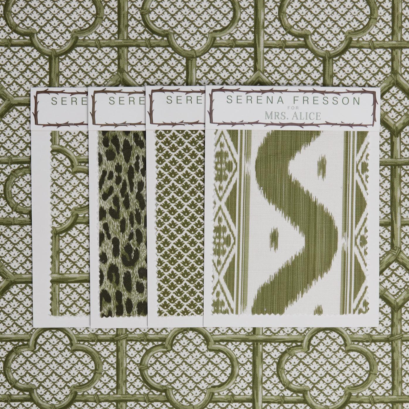 Olive Green Bamboo Trellis Fabric