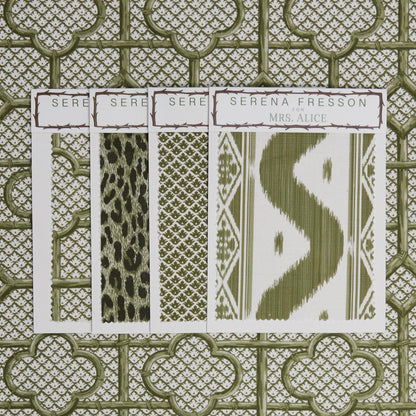 Olive Green Bamboo Trellis Fabric