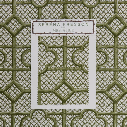 Olive Green Bamboo Trellis Fabric