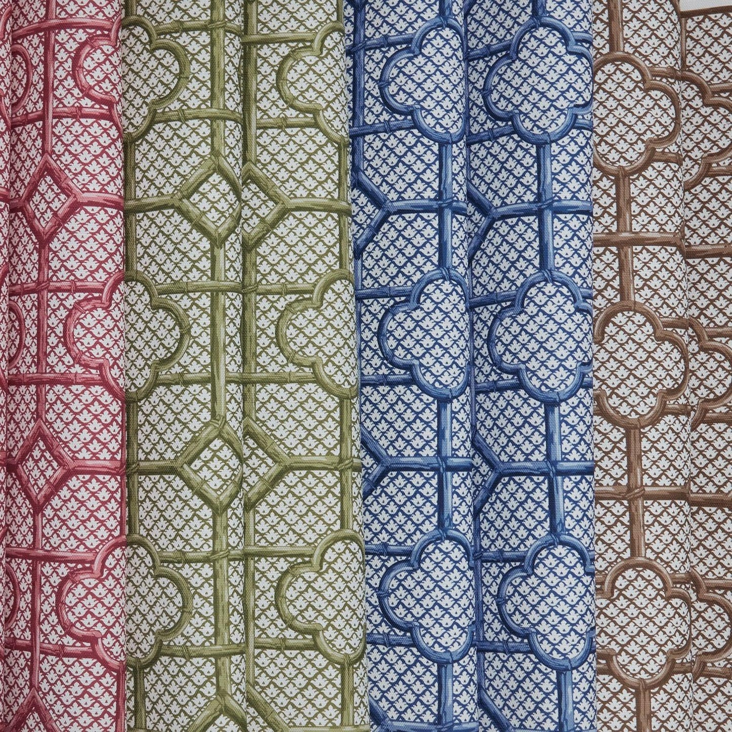 Olive Green Bamboo Trellis Fabric