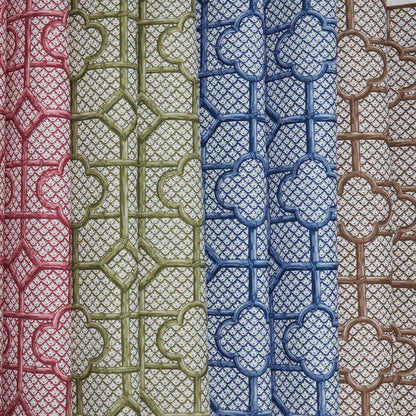 Olive Green Bamboo Trellis Fabric