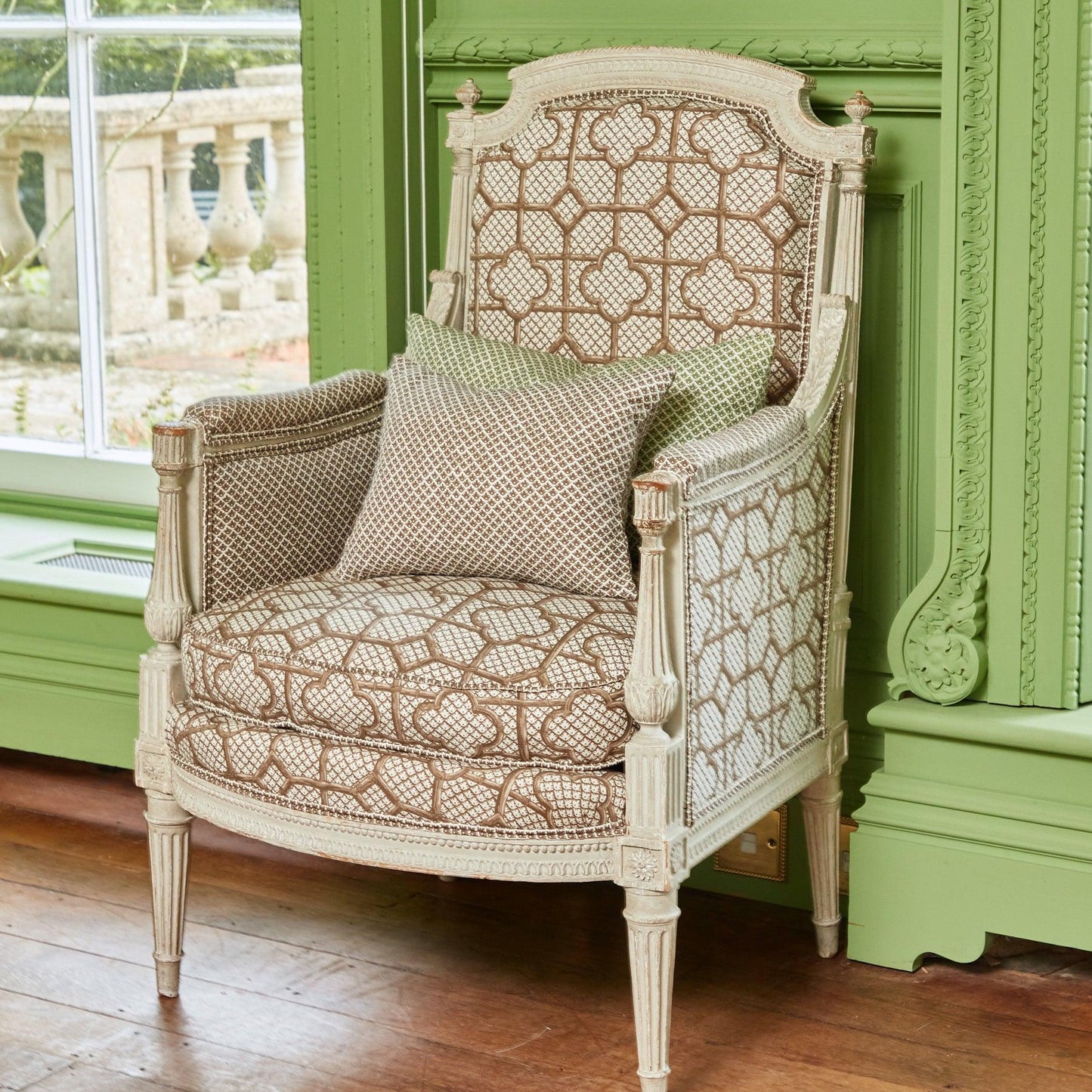 Olive Green Lotus Flower Fabric