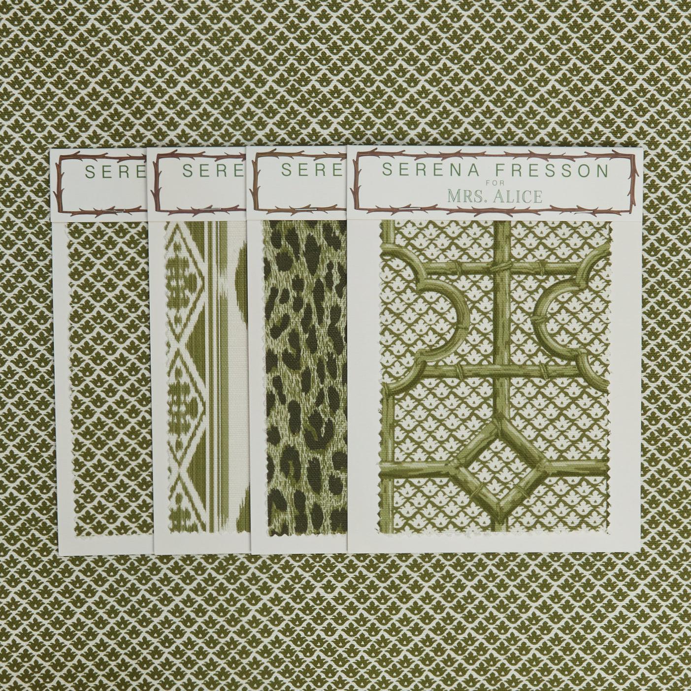Olive Green Lotus Flower Fabric