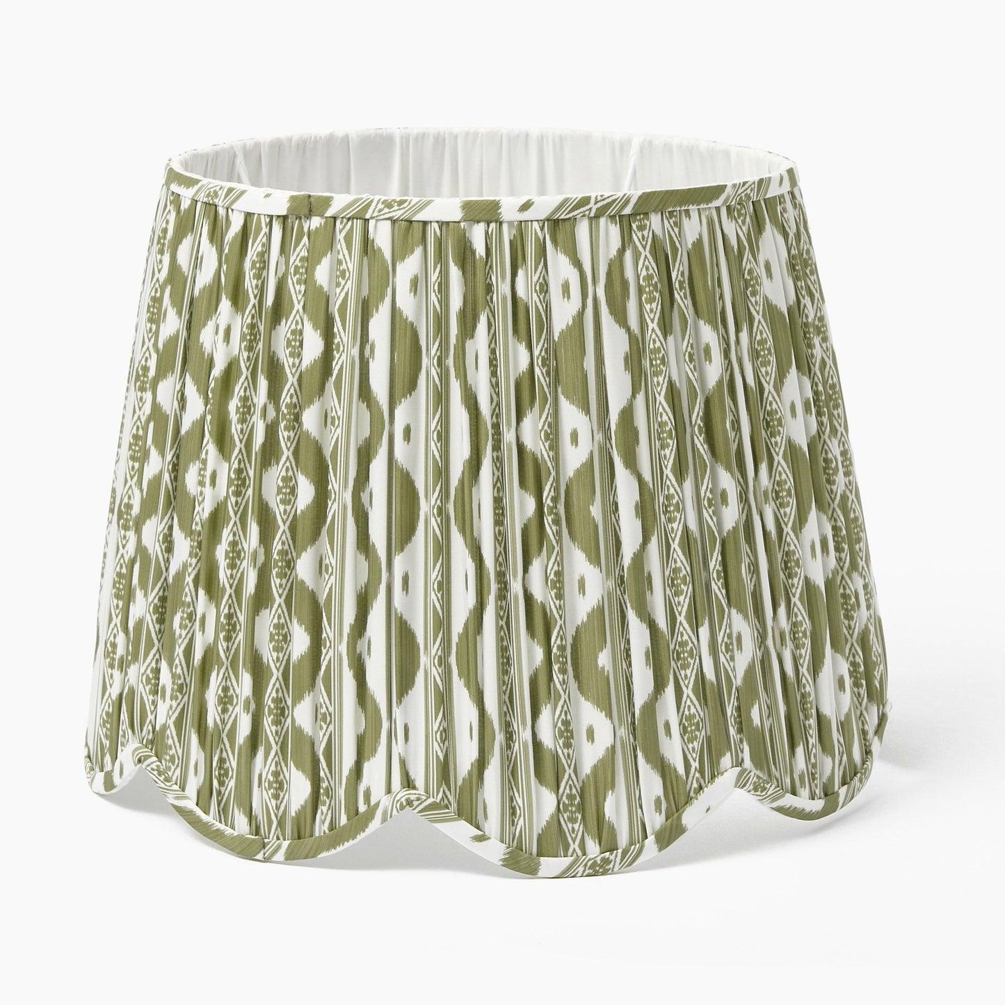 Olive Ikat Deep Scalloped Lampshade (40cm)