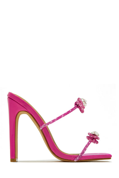Life Is A Party Embellished High Heel Mules - Red