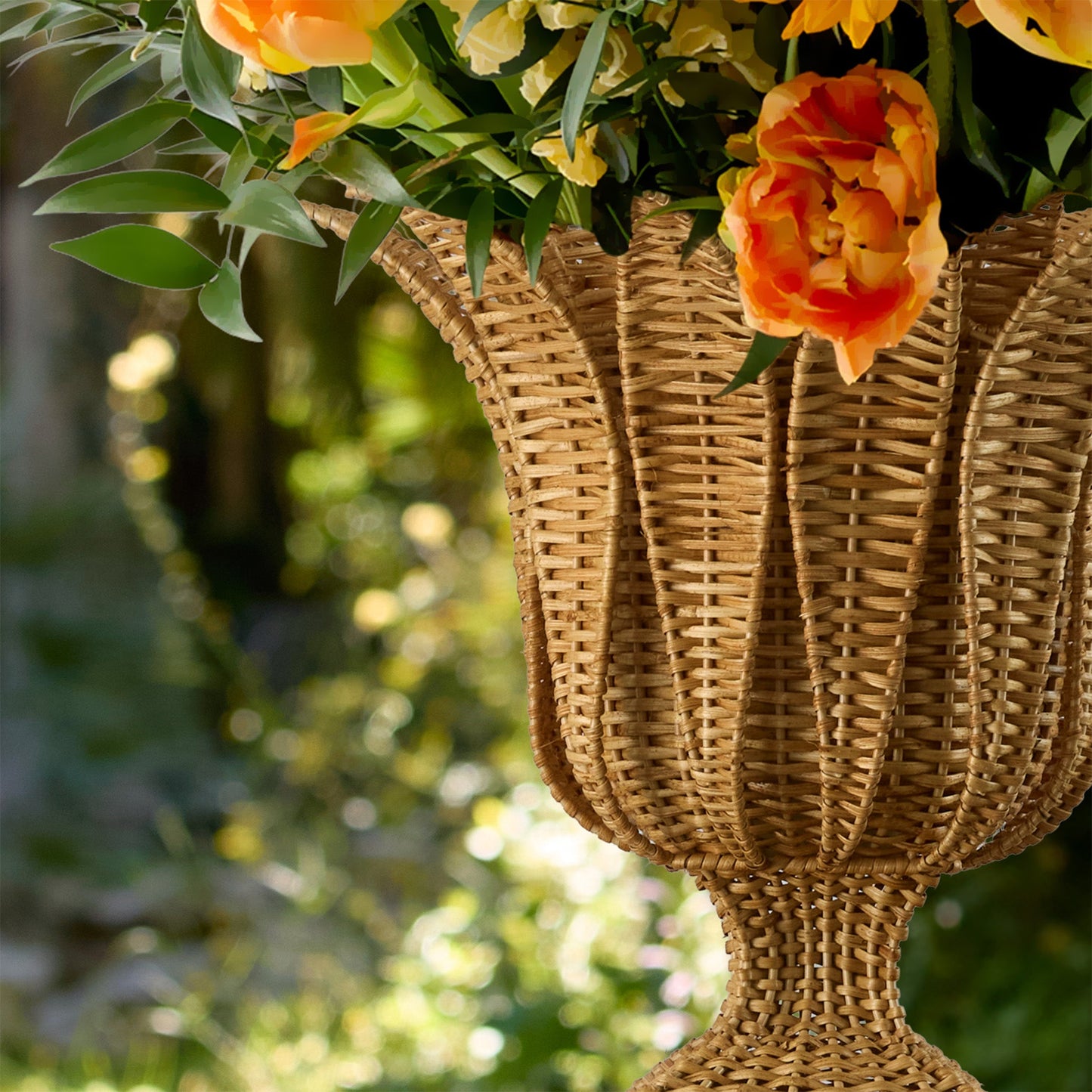 Palm Rattan Urn