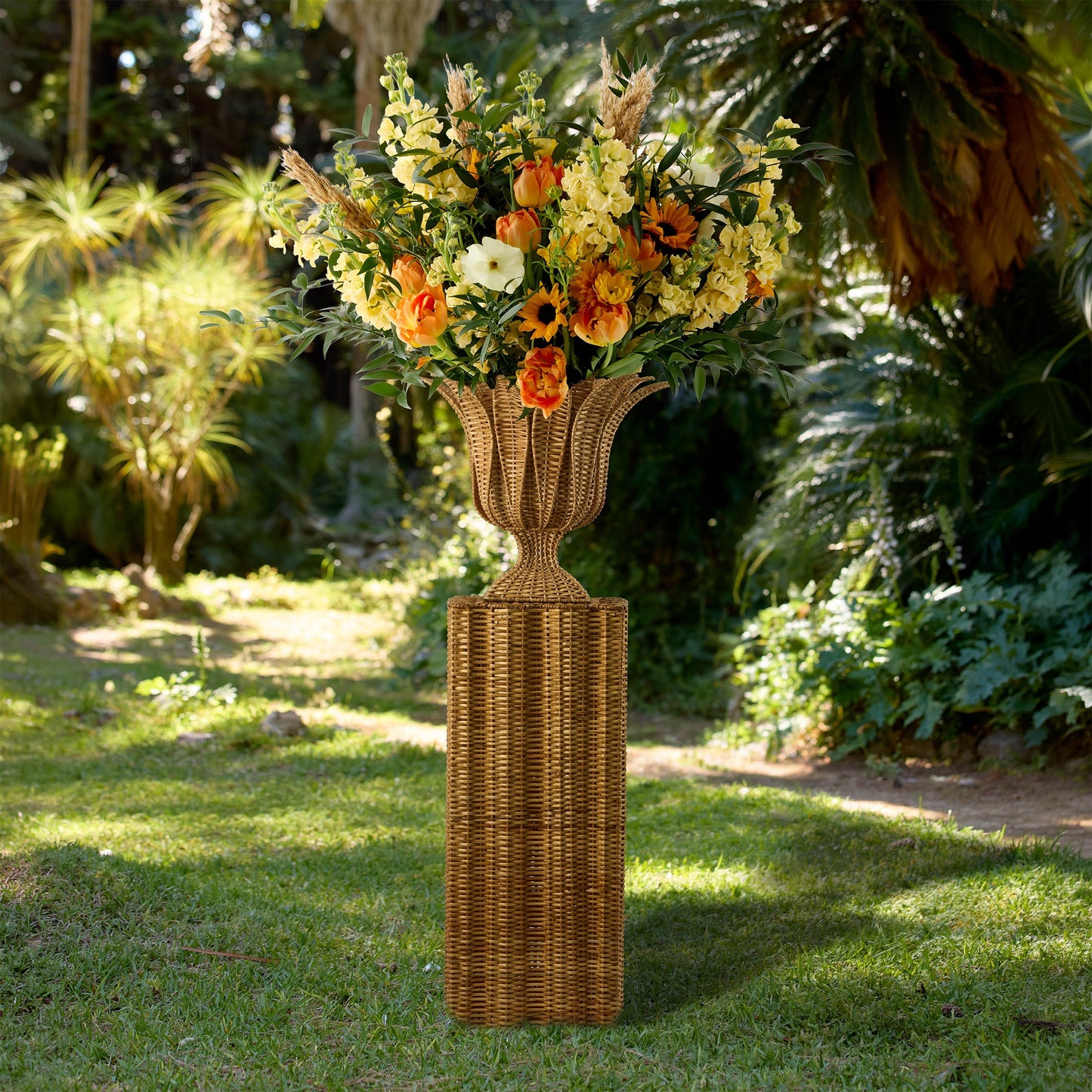 Palm Rattan Urn