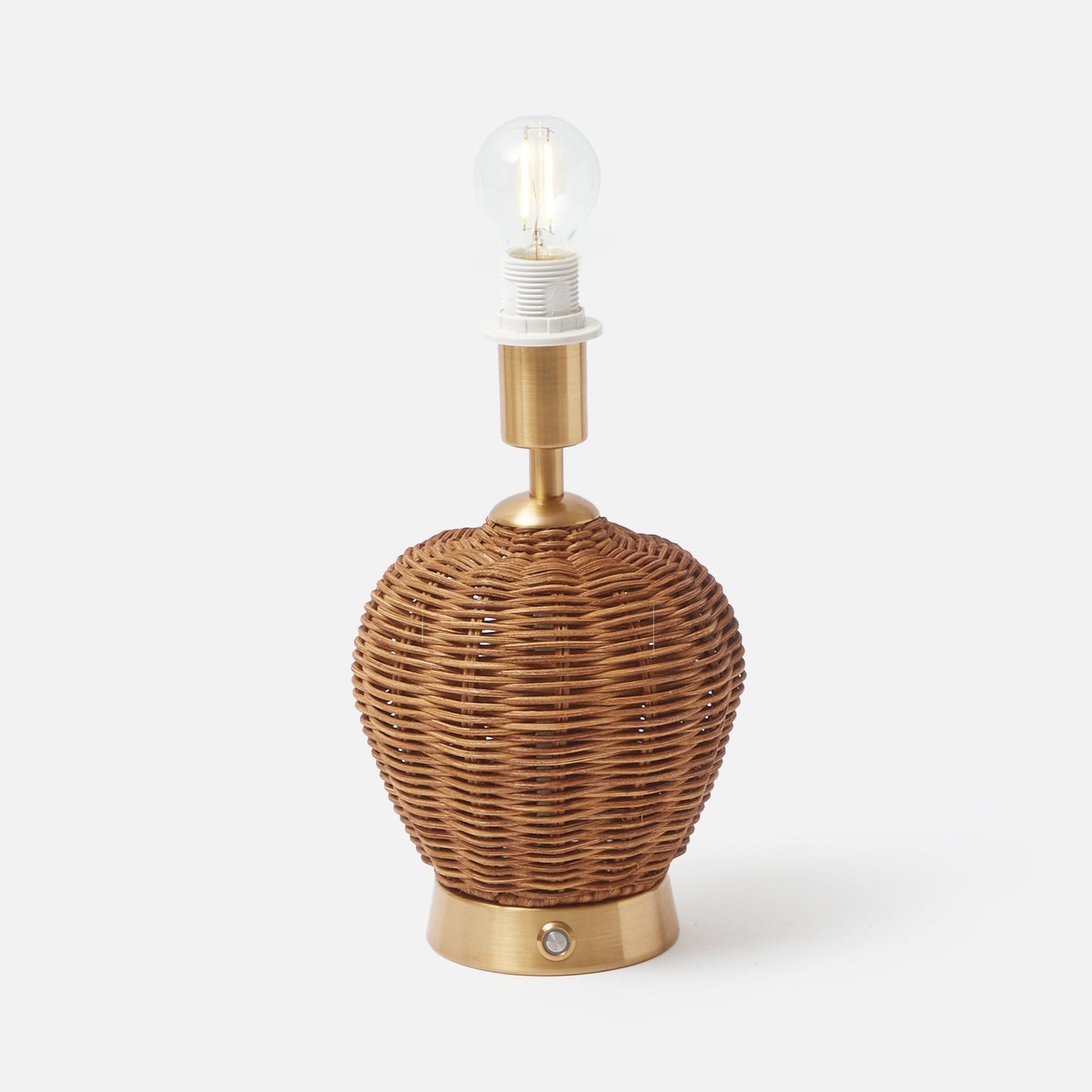 Rattan Ursula Rechargeable Lamp with Olive Lotus Shade (18cm)