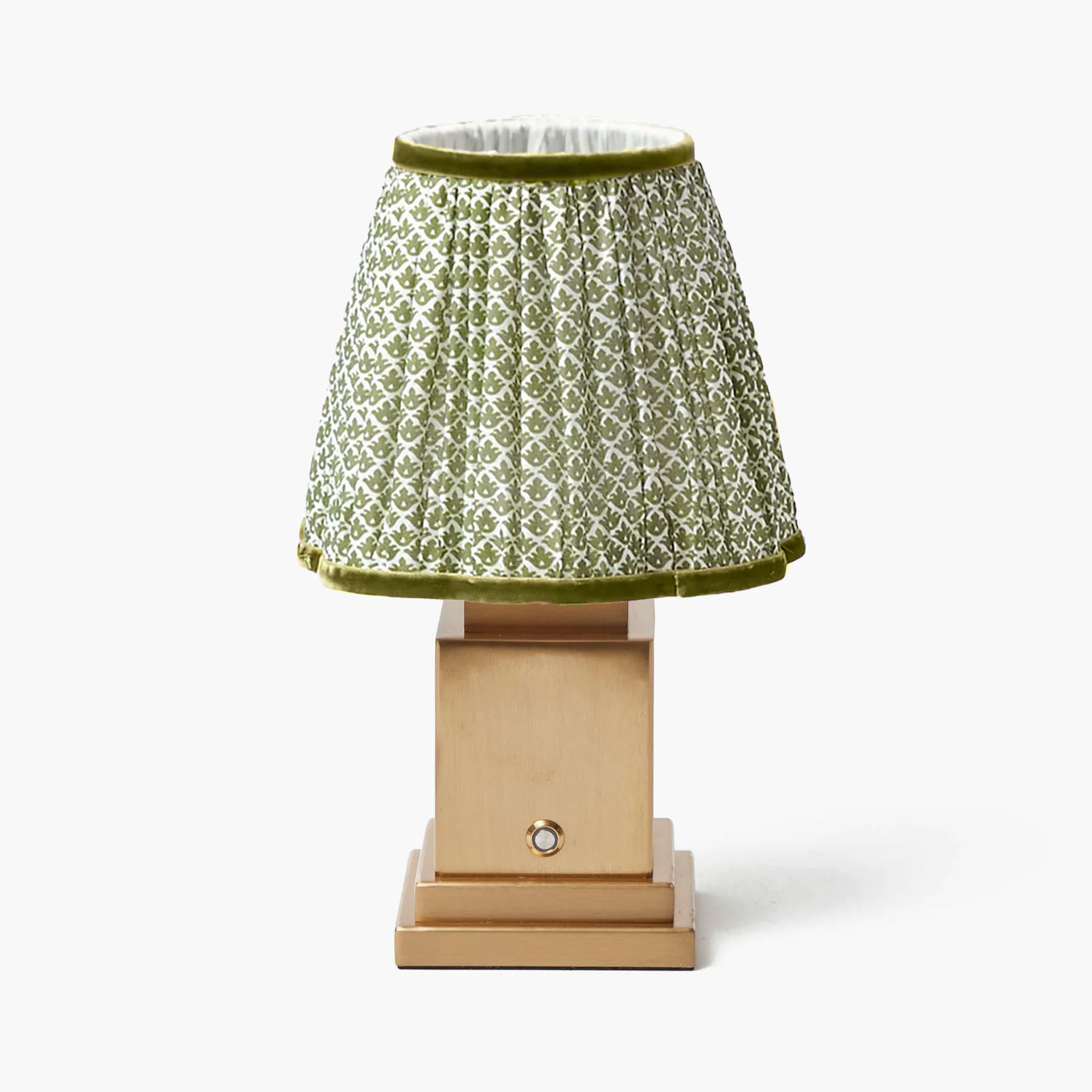 Square Rechargeable Lamp with Olive Lotus Shade (18cm)