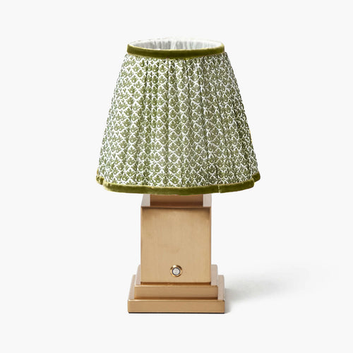 Square Rechargeable Lamp with Olive Lotus Shade (18cm)