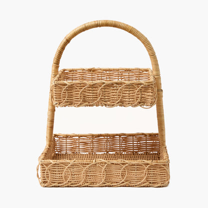 Square Rattan Two Tier Stand
